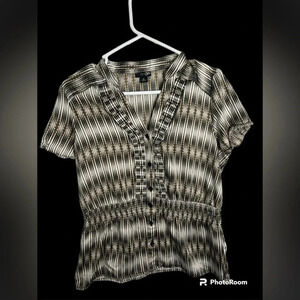 East 5th Medium Brown and Black button down blouse